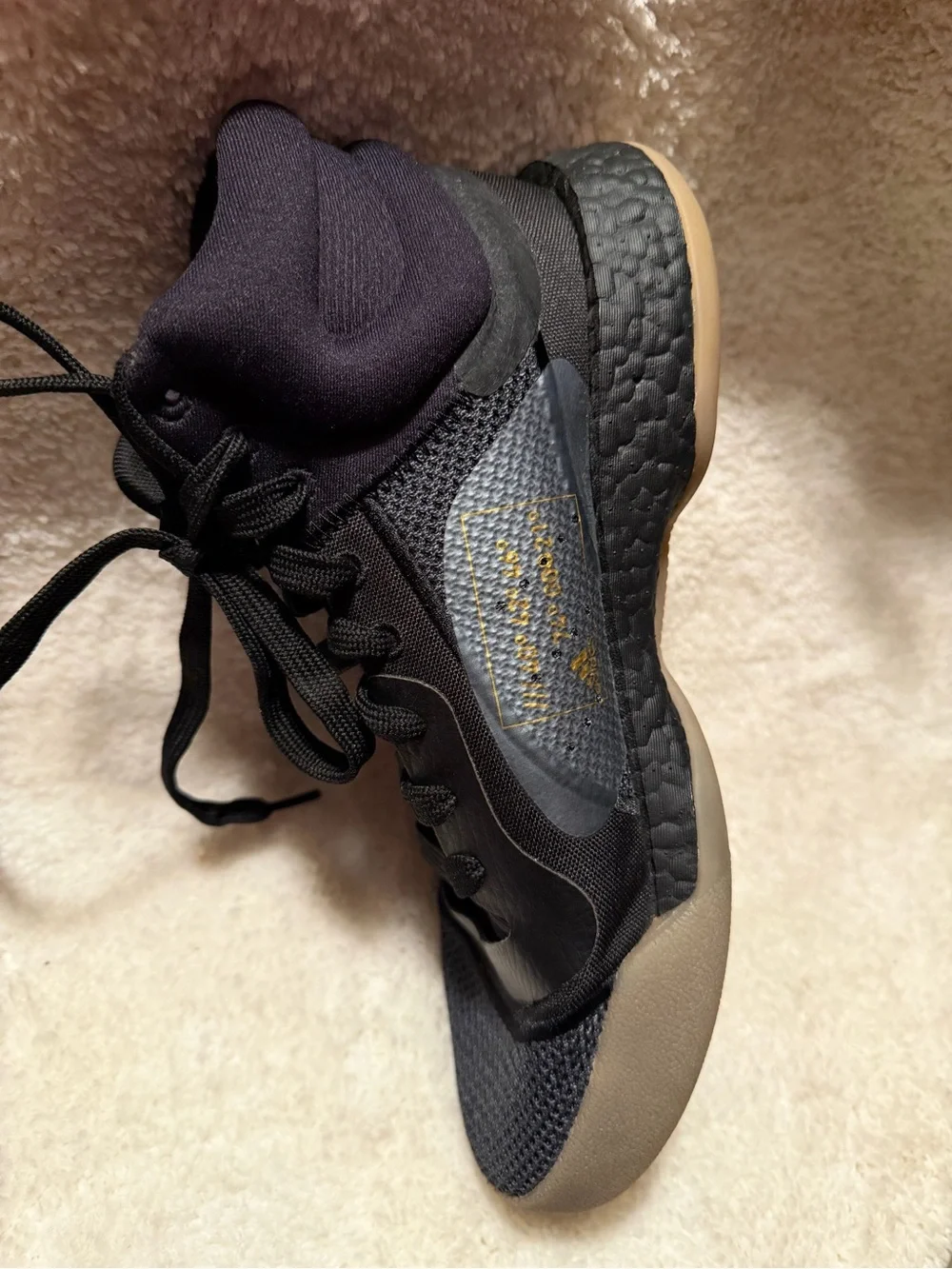 adidas Men's Black Athletic High-Top Sneakers with Gum-Tone Sole